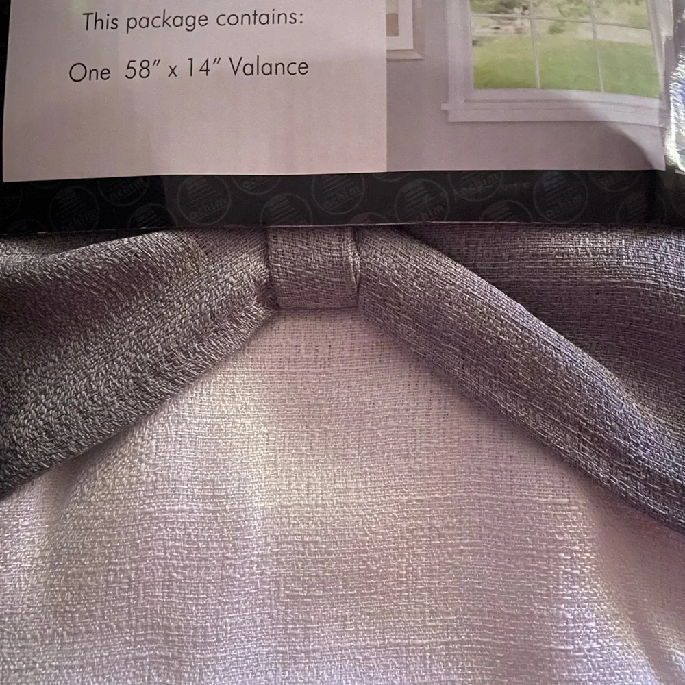 DARCY Double Layered Pick Up Valance / 58” x 14” Silver/Grey White NEW NIP